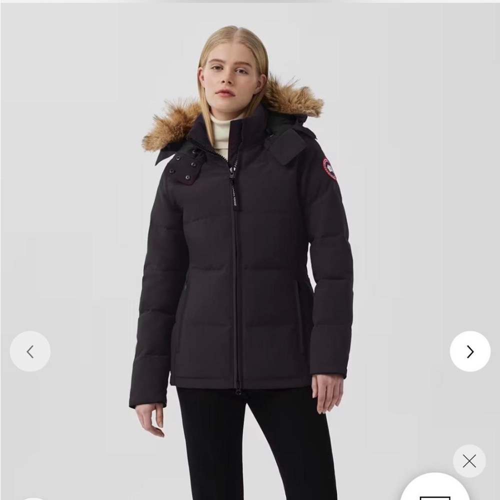 Authentic Dark Navy Chelsea Parka Heritage Canada Goose Coat with Fur Hood